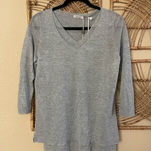 Gran Sasso Blouse Top Lightweight Italy Beachy Coastal Dble Layer *see msrmts B2